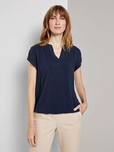 Henley-Bluse mit elastischem Bund - Frauen - Sky Captain Blue Henley-Bluse mit elastischem Bund - Frauen - Sky Captain Blue - 1 - TOM TAILOR