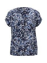 TOM TAILOR Damen Henley-Bluse mit elastischem Bund, blau, Gr.46