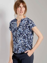 Henley-Bluse mit elastischem Bund - Frauen - blue flower design Henley-Bluse mit elastischem Bund - Frauen - blue flower design - 5 - TOM TAILOR