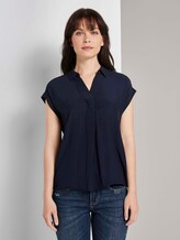 Blusenshirt mit Henley-Kragen - Frauen - Sky Captain Blue Blusenshirt mit Henley-Kragen - Frauen - Sky Captain Blue - 1 - TOM TAILOR
