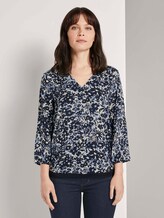 Gemusterte Bluse mit Tape-Details - Frauen - blue flower design Gemusterte Bluse mit Tape-Details - Frauen - blue flower design - 1 - TOM TAILOR