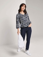 Gemusterte Bluse mit Tape-Details - Frauen - blue flower design Gemusterte Bluse mit Tape-Details - Frauen - blue flower design - 3 - TOM TAILOR