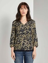 Gemusterte Bluse mit Tape-Details - Frauen - yellow flower design Gemusterte Bluse mit Tape-Details - Frauen - yellow flower design - 1 - TOM TAILOR