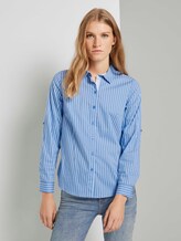 Henley-Bluse mit Faltendetail - Frauen - blue vertical thin stripe Henley-Bluse mit Faltendetail - Frauen - blue vertical thin stripe - 1 - TOM TAILOR