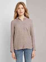 Karierte Bluse mit Turn-Ups - Frauen - camel small check Karierte Bluse mit Turn-Ups - Frauen - camel small check - 1 - TOM TAILOR