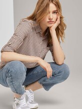 Karierte Bluse mit Turn-Ups - Frauen - camel small check Karierte Bluse mit Turn-Ups - Frauen - camel small check - 5 - TOM TAILOR