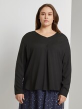 Turn-Up Bluse mit Faltendetails - Frauen - Deep Black Turn-Up Bluse mit Faltendetails - Frauen - Deep Black - 1 - My True Me