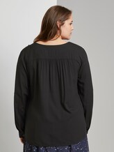Turn-Up Bluse mit Faltendetails - Frauen - Deep Black Turn-Up Bluse mit Faltendetails - Frauen - Deep Black - 2 - My True Me
