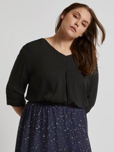 Turn-Up Bluse mit Faltendetails - Frauen - Deep Black Turn-Up Bluse mit Faltendetails - Frauen - Deep Black - 5 - My True Me