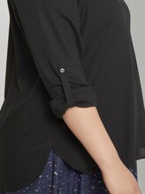 Turn-Up Bluse mit Faltendetails - Frauen - Deep Black Turn-Up Bluse mit Faltendetails - Frauen - Deep Black - 9 - My True Me