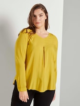 Turn-up blouse with pleated details - Women - california sand yellow Turn-up blouse with pleated details - Women - california sand yellow - 1 - My True Me
