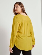 Turn-up blouse with pleated details - Women - california sand yellow Turn-up blouse with pleated details - Women - california sand yellow - 2 - My True Me