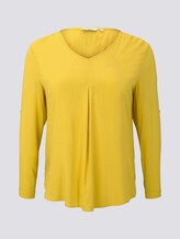 Turn-up blouse with pleated details - Women - california sand yellow Turn-up blouse with pleated details - Women - california sand yellow - 7 - My True Me