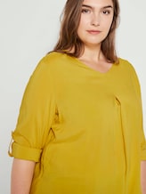 Turn-up blouse with pleated details - Women - california sand yellow Turn-up blouse with pleated details - Women - california sand yellow - 9 - My True Me