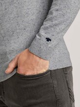 Basic Pullover in Mélange-Optik - Männer - white blue heather yarn Basic Pullover in Mélange-Optik - Männer - white blue heather yarn - 9 - TOM TAILOR