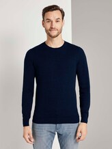 Basic Pullover in Mélange-Optik - Männer - navy blue heather Basic Pullover in Mélange-Optik - Männer - navy blue heather - 1 - TOM TAILOR
