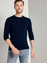 Basic Pullover in Mélange-Optik - Männer - navy blue heather Basic Pullover in Mélange-Optik - Männer - navy blue heather - 5 - TOM TAILOR