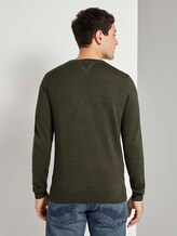 Basic Pullover in Mélange-Optik - Männer - olive navy heather yarn Basic Pullover in Mélange-Optik - Männer - olive navy heather yarn - 2 - TOM TAILOR