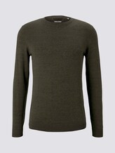 Basic Pullover in Mélange-Optik - Männer - olive navy heather yarn Basic Pullover in Mélange-Optik - Männer - olive navy heather yarn - 7 - TOM TAILOR