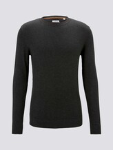 Pullover mit Strukturmuster - Männer - Black Grey Melange Pullover mit Strukturmuster - Männer - Black Grey Melange - 7 - TOM TAILOR