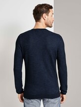 Strukturierter Pullover mit Seiteneinsätzen - Männer - navy grey plated Strukturierter Pullover mit Seiteneinsätzen - Männer - navy grey plated - 2 - TOM TAILOR