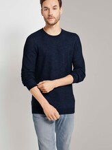 Strukturierter Pullover mit Seiteneinsätzen - Männer - navy grey plated Strukturierter Pullover mit Seiteneinsätzen - Männer - navy grey plated - 5 - TOM TAILOR
