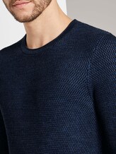 Strukturierter Pullover mit Seiteneinsätzen - Männer - navy grey plated Strukturierter Pullover mit Seiteneinsätzen - Männer - navy grey plated - 9 - TOM TAILOR