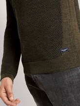Strukturierter Pullover mit Seiteneinsätzen - Männer - olive navy plated Strukturierter Pullover mit Seiteneinsätzen - Männer - olive navy plated - 10 - TOM TAILOR