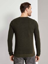 Strukturierter Pullover mit Seiteneinsätzen - Männer - olive navy plated Strukturierter Pullover mit Seiteneinsätzen - Männer - olive navy plated - 2 - TOM TAILOR