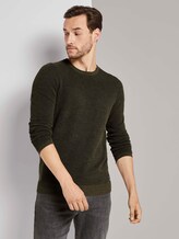 Strukturierter Pullover mit Seiteneinsätzen - Männer - olive navy plated Strukturierter Pullover mit Seiteneinsätzen - Männer - olive navy plated - 5 - TOM TAILOR