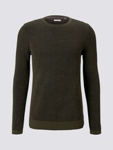 Strukturierter Pullover mit Seiteneinsätzen - Männer - olive navy plated Strukturierter Pullover mit Seiteneinsätzen - Männer - olive navy plated - 7 - TOM TAILOR