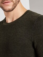 Strukturierter Pullover mit Seiteneinsätzen - Männer - olive navy plated Strukturierter Pullover mit Seiteneinsätzen - Männer - olive navy plated - 9 - TOM TAILOR