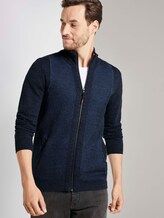 Strukturierte Strickjacke mit Stehkragen - Männer - navy grey plated Strukturierte Strickjacke mit Stehkragen - Männer - navy grey plated - 5 - TOM TAILOR