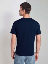 Fein gemustertes T-Shirt mit Brusttasche - Männer - Dark Blue Fein gemustertes T-Shirt mit Brusttasche - Männer - Dark Blue - 2 - TOM TAILOR