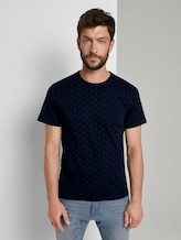 Fein gemustertes T-Shirt mit Brusttasche - Männer - Sky Captain Blue Fein gemustertes T-Shirt mit Brusttasche - Männer - Sky Captain Blue - 1 - TOM TAILOR