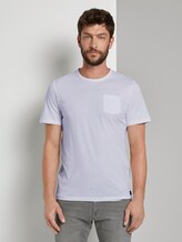 Fein gemustertes T-Shirt mit Brusttasche - Männer - White Fein gemustertes T-Shirt mit Brusttasche - Männer - White - 1 - TOM TAILOR