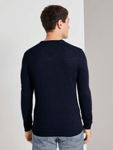 Feiner Pullover aus Merinowolle - Männer - Knitted Navy Melange Feiner Pullover aus Merinowolle - Männer - Knitted Navy Melange - 2 - TOM TAILOR