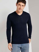 Feiner Pullover aus Merinowolle - Männer - Knitted Navy Melange Feiner Pullover aus Merinowolle - Männer - Knitted Navy Melange - 5 - TOM TAILOR