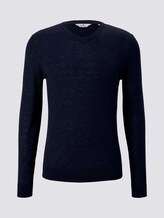 Feiner Pullover aus Merinowolle - Männer - Knitted Navy Melange Feiner Pullover aus Merinowolle - Männer - Knitted Navy Melange - 7 - TOM TAILOR