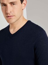 Feiner Pullover aus Merinowolle - Männer - Knitted Navy Melange Feiner Pullover aus Merinowolle - Männer - Knitted Navy Melange - 9 - TOM TAILOR