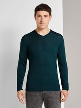 Feiner Pullover aus Merinowolle - Männer - sapphire green melange Feiner Pullover aus Merinowolle - Männer - sapphire green melange - 1 - TOM TAILOR