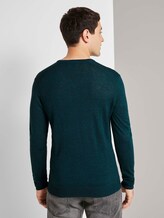 Feiner Pullover aus Merinowolle - Männer - sapphire green melange Feiner Pullover aus Merinowolle - Männer - sapphire green melange - 2 - TOM TAILOR