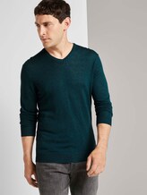 Feiner Pullover aus Merinowolle - Männer - sapphire green melange Feiner Pullover aus Merinowolle - Männer - sapphire green melange - 5 - TOM TAILOR