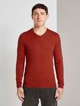 Feiner Pullover aus Merinowolle - Männer - heated orange melange Feiner Pullover aus Merinowolle - Männer - heated orange melange - 1 - TOM TAILOR