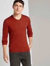 Feiner Pullover aus Merinowolle - Männer - heated orange melange Feiner Pullover aus Merinowolle - Männer - heated orange melange - 5 - TOM TAILOR