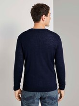 Feiner Cardigan aus Merinowolle - Männer - Knitted Navy Melange Feiner Cardigan aus Merinowolle - Männer - Knitted Navy Melange - 2 - TOM TAILOR