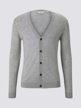 Feiner Cardigan aus Merinowolle - Männer - Light Soft Grey Melange Feiner Cardigan aus Merinowolle - Männer - Light Soft Grey Melange - 1 - TOM TAILOR