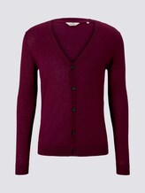 Feiner Cardigan aus Merinowolle - Männer - wine red melange Feiner Cardigan aus Merinowolle - Männer - wine red melange - 1 - TOM TAILOR