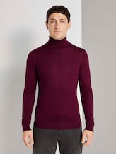Rollkragenpullover aus Merinowolle - Männer - wine red melange Rollkragenpullover aus Merinowolle - Männer - wine red melange - 1 - TOM TAILOR