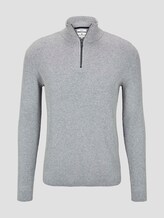Gerippter Pullover mit Troyer-Kragen - Männer - Light Soft Grey Melange Gerippter Pullover mit Troyer-Kragen - Männer - Light Soft Grey Melange - 7 - TOM TAILOR